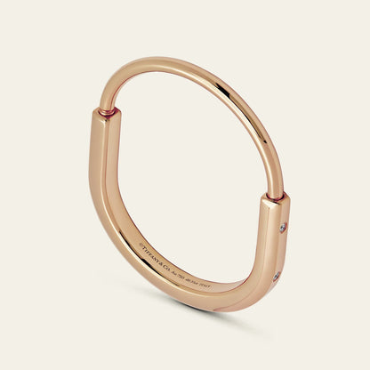Tiffany & Co. Lock Bangle in Rose Gold with Diamond Accents 70185296