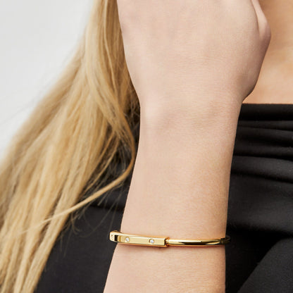 Tiffany & Co. Lock Bangle in Yellow Gold with Diamond Accents 70185407