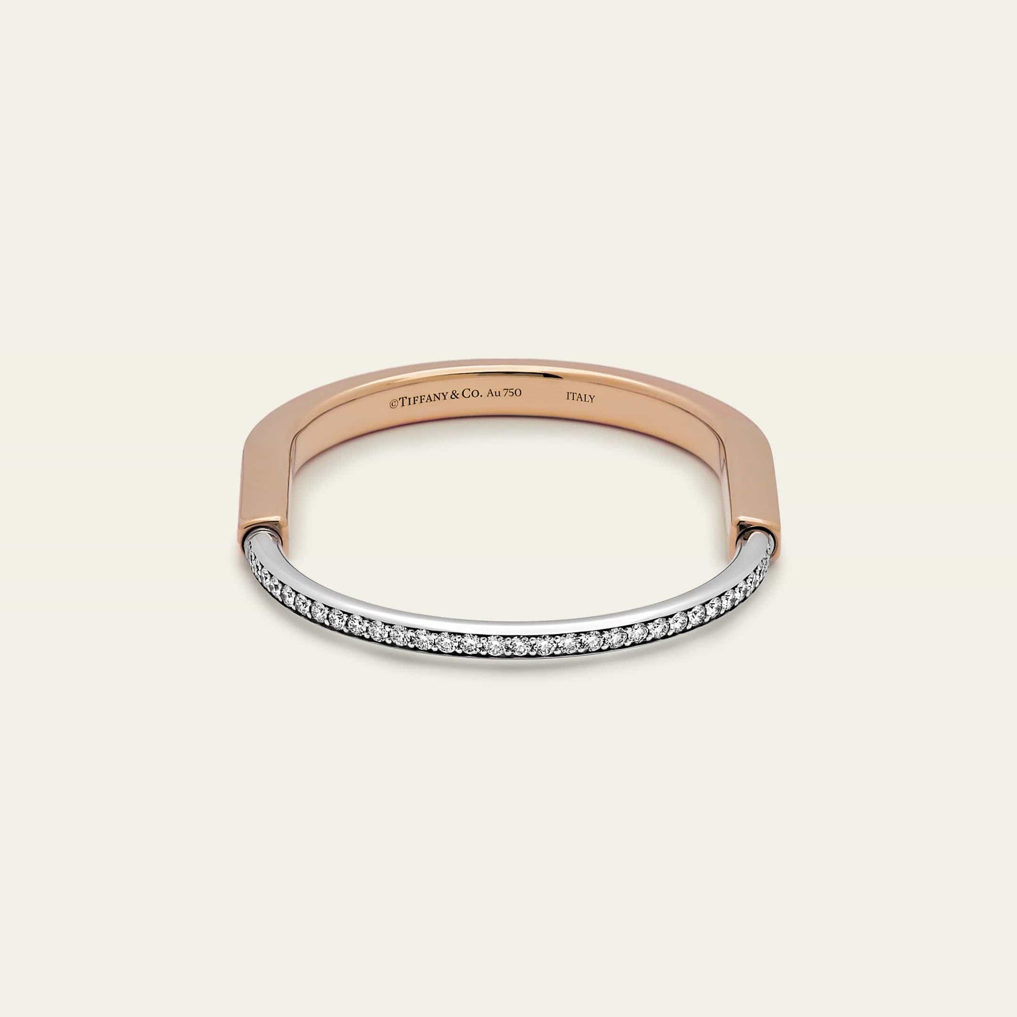 Tiffany & Co. Lock Bangle Rose Gold and White Gold with Half Pavé Diamonds 70158337