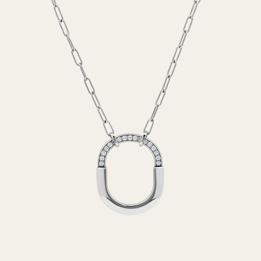 Tiffany & Co. Lock Necklace in White Gold with Diamonds 72342119