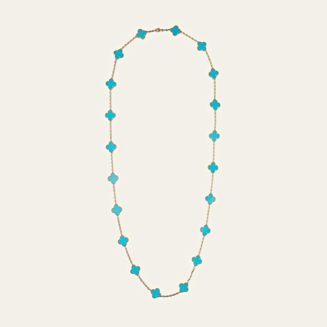 Van Cleef & Arpels Vintage Alhambra Necklace Turquoise Motifs Limited Edition