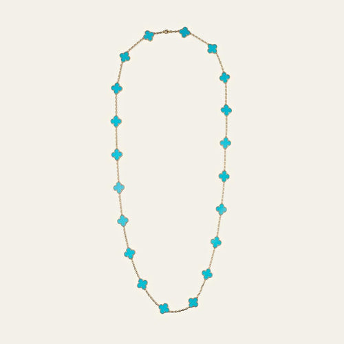 Van Cleef & Arpels Vintage Alhambra Necklace Turquoise Motifs Limited Edition
