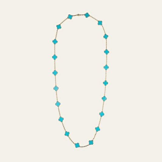Van Cleef & Arpels Vintage Alhambra Necklace Turquoise Motifs Limited Edition